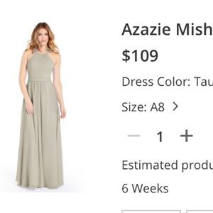 Bridesmaid Dress from Azazie, size 8 color Taupe